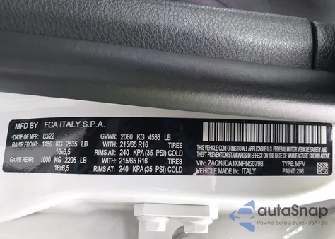 2022 Jeep Renegade Sport 4X4 from USA, damaged, VIN ZACNJDA1XNPN56798